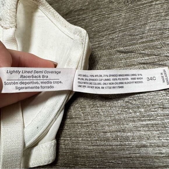 Auden Lightly Lined Demi Coverage Racerback Bra Size 34C - Picture 3 of 7